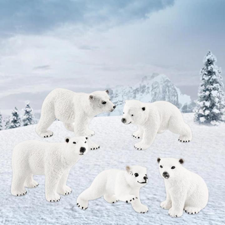 ccarte-รูปปั้นหมีขาว5x-สัตว์อาร์กติกโมเดลสำหรับของขวัญปาร์ตี้ประดับบ้าน