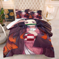 3-Piece Bedding Set Japan Anime Demon Slayer Kamado Nezuko Duvet Cover Pillowcase Single Double King Queen Full Size Quilt Cover