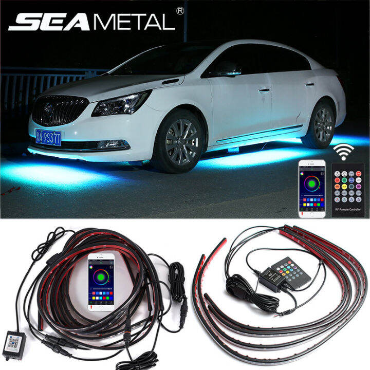 LED Car Underglow Neon Light Strip Kit 8 Color APP/Remote Control 4pcs