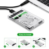 USB3.0 to SATA3.0 External Hard Drive Enclosure Hard Disk Storage Box with SATA to USB Connector Cable Support UASP for 2.5inches(2.5 นิ้ว) HDD ฮาร์ดดิส and SSD SATA Interface External Gard Drive Clear with fast And Good Quality Hard Drive Disk