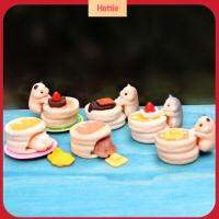 HATTIE 6PCS เรซิน รูปแกะสลักขนมหนูแฮมสเตอร์ขนาดเล็ก ดีไอวาย หลากสี รูปปั้นสัตว์ขนาดเล็ก ของขวัญสำหรับเด็ก ธรรมชาติจำลองมอส มาการองหนูแฮมสเตอร์ งานฝีมืองานประดิษฐ์