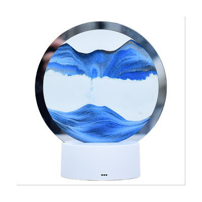 Natural Landscape Flowing Sand Picture Transparent Glass Hourglass Round Colorful Painting Blue