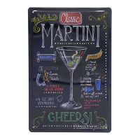 ป้ายสังกะสีวินเทจ How To Make A Classic Martini (ปั๊มนูน), ขนาด 20x30 ซม.