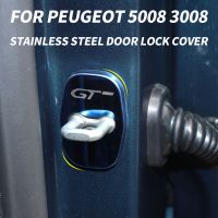 ❈☫ Car Stainless steel Door Lock Cover For Peugeot 5008 3008 3008GT 2008 508 408 308 208 Door Lock Protection Cap Case Accessories