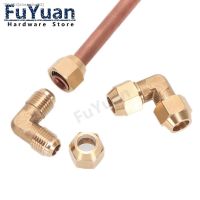 №❄▥ 1pcs Flared Brass 90 degree Elbow Pipe Fittings 6mm 8mm 10mm 12mm Air Conditioning Extension Tool Connector Adapter