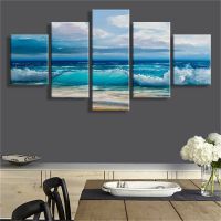 Seascape Poster HD Picture Canvas Wall Art For Living Room-ภาพวาด5ชิ้น-HD Print Room Decor-ของตกแต่งบ้าน-Unframed Wall Art-เหมาะสำหรับห้องนอนสำนักงานและห้องรับประทานอาหาร