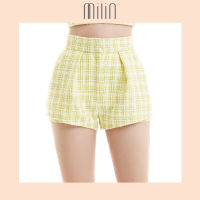 [MILIN] Tweed pleated front high waist peplum shorts กางเกงขาสั้นผ้าทวีตจับจีบดีเทลซ้อนสองชั้น / Aquata shorts