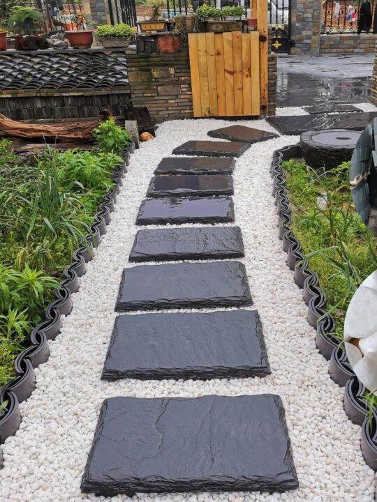 Green slate stepping stone garden lawn stepping stone outdoor irregular ...