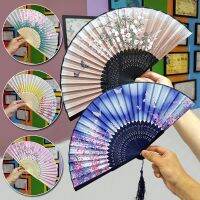 New Chinese Style Retro Silk Folding Fan Portable Hand Fan Ornaments Party Wedding Pocket Art Crafts Gifts Decor Home Decoration