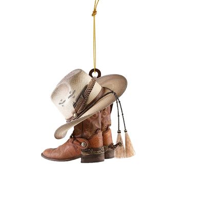 Acrylic Cowboy Boots Hat Keychain Shoes Pendant Purse Bag Key Chain Keyring Trinket Gifts Car Rearview Mirror Hangings Accesso Key Chains