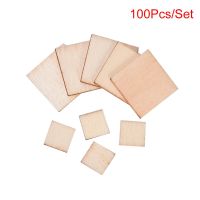 100pcs Unfinished Round Corner Square Wooden Cutouts Blank Wood Squares Wood Pieces For DIY Arts Craft 10/20mm 0.4/0.8 Inch