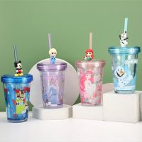 Disney Princess Elsa Children Drinkware Sipper Water Cup Cartoon 3D Baby Water Infusion Anti Scald Straw Cup Water Bottle