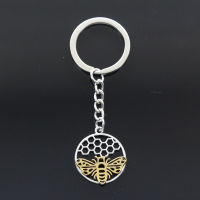 【2023】New Keychain 29x25mm Gold Color Bee Honeycomb Honeybee Pendants DIY Men Car Key Chain Ring Holder Keyring Souvenir Jewelry Gift