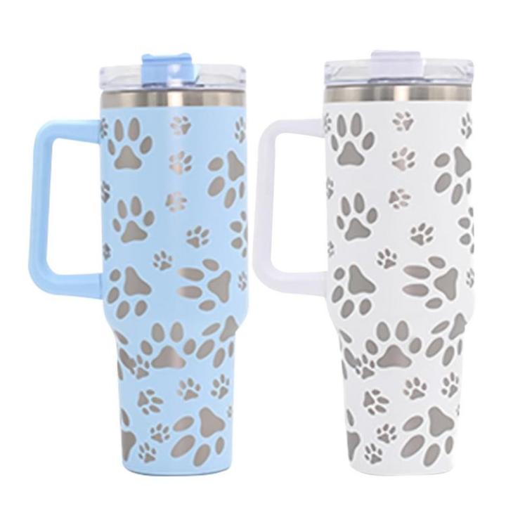 Cat Paw 40 Oz Tumbler with Handle and Straw Tumbler With Lid and