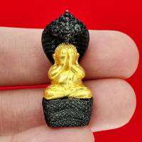 พระปิดตา นาคราช รุ่น มงคลนาคราช  เนื้อสัมฤทธิ์ปิดทอง  size 1.5 * 3.4 CM. ปี 56  หลวงปู่คำบุ วัดวิหารเจดีย์สรีชมพู จ.อุบลราชธานี