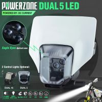 POWERZONE โคมไฟหน้าไฟหน้ารถมอเตอร์ไซค์สำหรับ Husqvarna FE250ใหม่ FE450 FE350 2020 2021 2022ไฟหน้ารถมอเตอร์ไซค์แบบ LED