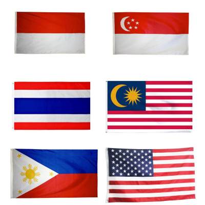 ธงขนาดใหญ่90*150ซม. ธงสิงคโปร์/มาเลเซีย/ไทย/อินโดนีเซีย/ฟิลิปปินส์/อเมริกันมากกว่า30ประเทศคงทนป้องกันการจางหายกลางแจ้งแบบหรูหรา