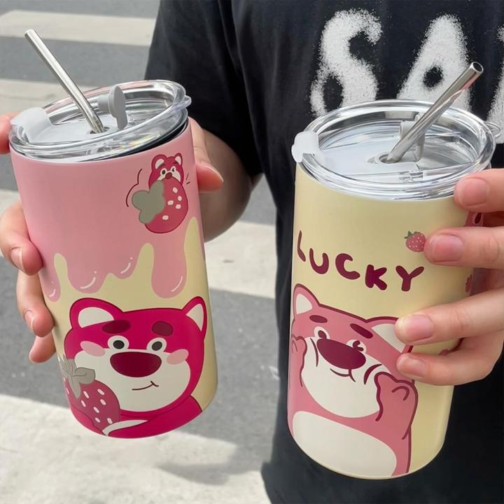 600ml-cartoon-strawberry-bear-straw-cup-stainless-steel-drinking-cup-ice-cup-vacuum-preservation-u2c1