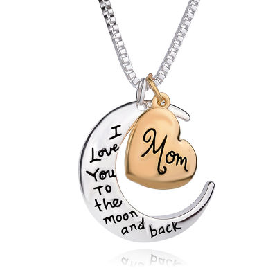 Mothers Day Alphabet Pendant MotherS Day Necklace Mothers Day Pendant Mom Necklaces I Love You To The Moon Necklace