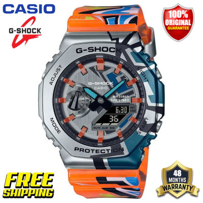 ต้นฉบับ G-Shock GM2100 ผู้ชายกีฬานาฬิกาคู่แสดงเวลา 200 เมตรกันน้ำกันกระแทกเวลาโลก LED แสงอัตโนมัติรับประกัน 4 ปี GM-2100SS-1A (100% ใหม่แท้)