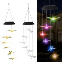 □◎☜ Solar Wind Chime Lamps Colorful Dragonfly Windbell Pendant Light Waterproof Outdoor Hanging Decorative Lights for Home Garden