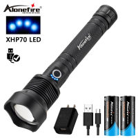 AloneFire H007 8000 Lumen Light XHP70ไฟฉายLEDที่มีประสิทธิภาพมากที่สุดUSBซูมกลางแจ้งตะเกียงตั้งแคมป์ไฟฉายกันน้ำ