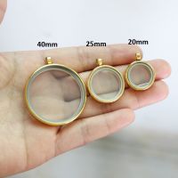 1pc 20mm/25mm/40mm Golden Color Twist Screw Living Memory Glass Locket Floating Charms Locket Stainless Steel Necklace Pendant