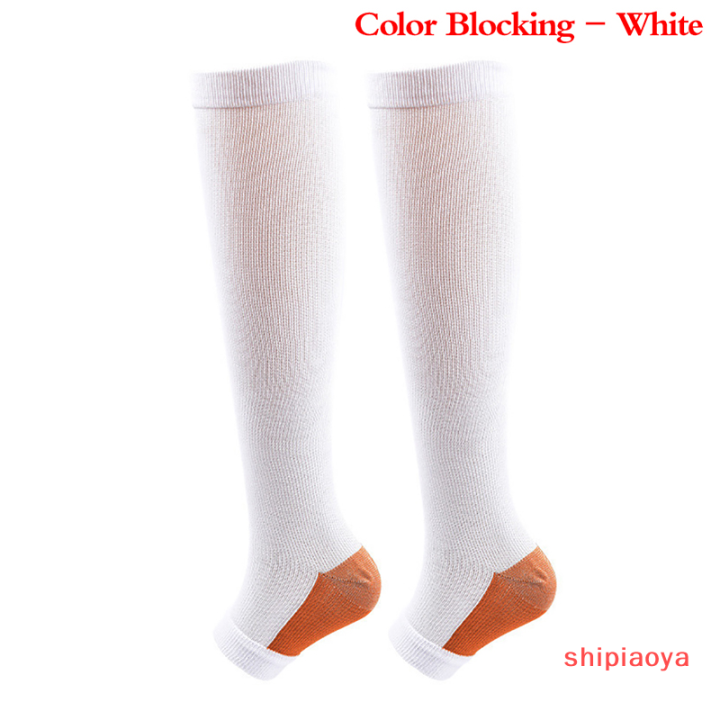 shipiaoya-ถุงเท้ากันกระแทกบรรเทาอาการปวดเท้าเข่า1คู่ถุงเท้าเปิดนิ้วเท้าขอด