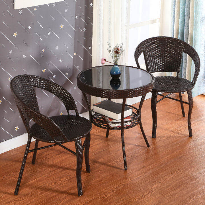 Threepiece rattan chair balcony small table and chair coffee table