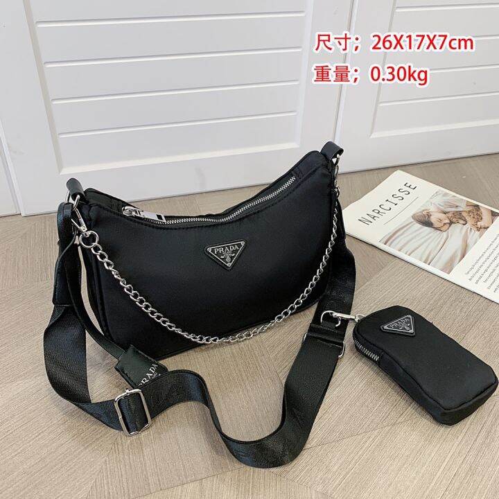 2023 new Prada armpit bag women's bag fashion broadband mother premium  sense foreign air dumpling bag one shoulder diagonal span three-in-one bag  in stock | Lazada