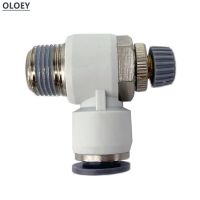 Sl นิวเมติกวาล์วคันเร่ง Quick Air Fitting Connector Push In Tube 4 6 8 10 12มม. Flow Controller 1/8 "1/4" 3/8 "1/2" Bsp ชาย