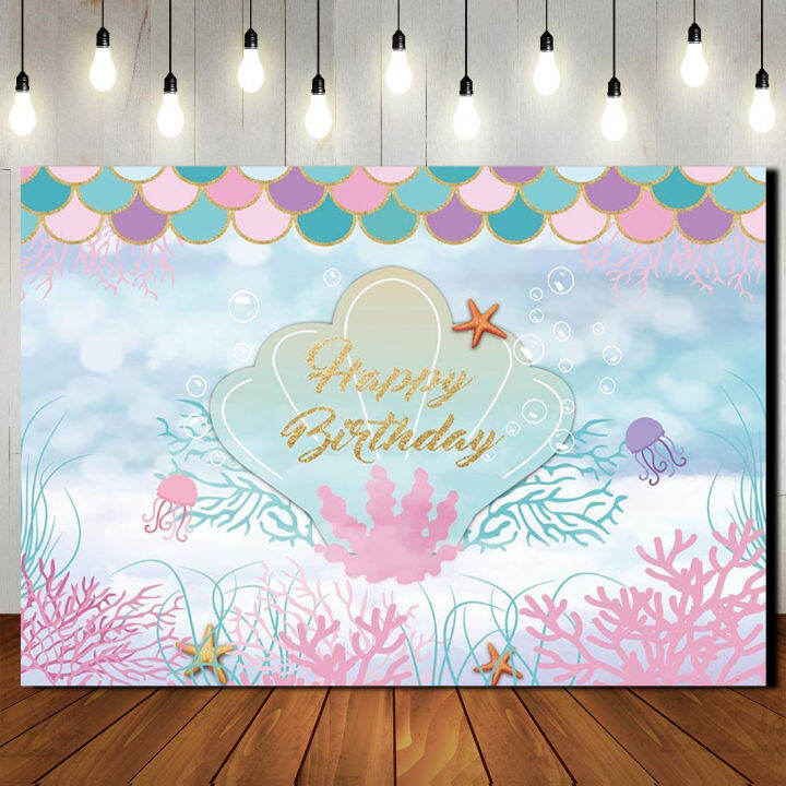 #150x100cm Mermaid Party Backdrop Photography Background For Under The ...