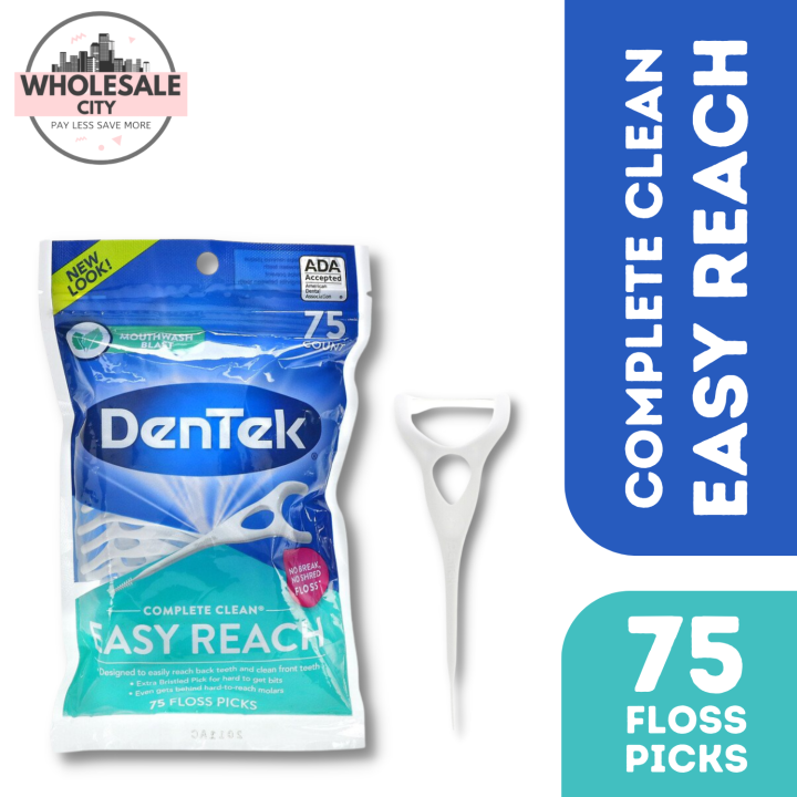 DenTek Complete Clean Easy Reach Floss Picks Mouthwash Blast 75 Floss