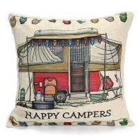 Camper Pillow Cover Colorful Pillow Case Happy Campers Cushion Covers for Home Sofa Decoration Pillowcase