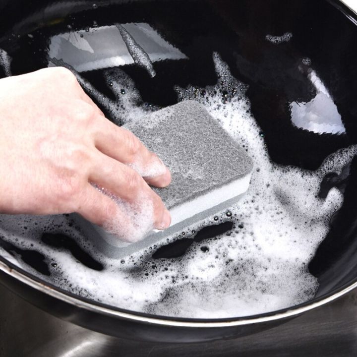 คลาบติดแน่นเช็ดฟองน้ำล้างจานสองด้าน5ชิ้นที่แขวนผ้าขนหนูทำความสะอาดล้างจานห้องครัวแผ่นขัดถู