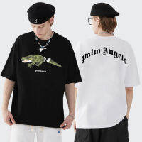 เสื้อยืด Palm Angels Docked จระเข้ แฟชั่นคู่รัก oversize แขนสั้นคอกลม Crocodile T-shirt cotton ทรงหลวม