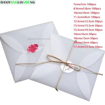 50pcs/Lot Western Square Retro Translucent Handmade DIY Parchment Paper Mailer Wedding Party Invitation Card Envelopes