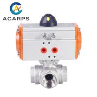 1/4" Three piece High Platform Pneumatic 3 Way Ball Valve 304 Stainless steel Q611F-16P Double Acting Cylinder