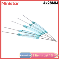 Ministar หลอดสีเขียว4X28มม. หมุดเงินรีดสวิตช์เซ็นเซอร์ปกติเปิด DIY แม่เหล็กเสียงเตือนสวิตช์อิเล็กทรอนิกส์5ชิ้น