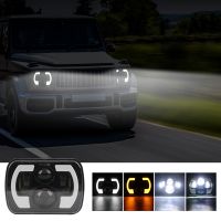 7X6 Inch,5X7 Inch LED Projector Headlight Hi-Lo Beam Halo Turning Signal Light DRL 400W for Cherokee XJ 1984-2001 Jeep