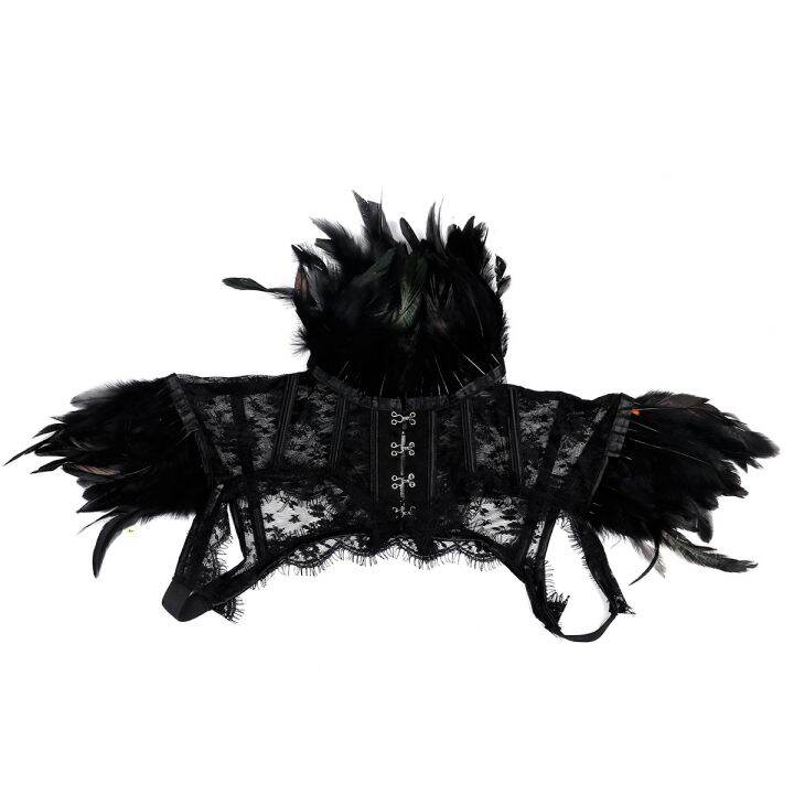 punk-gothic-black-feather-stole-cape-vintage-shrug-shawl-sexy-lace-floral-fake-neck-choker-cape-cosplay-shoulder-wrap-for-women