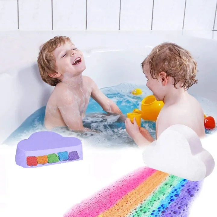 rainbow releasing bath bomb