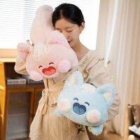 DE626หมอนตุ๊กตากระต่ายตุ๊กตา Stitch หลังตุ๊กตาตกแต่งบ้านหมอนของเล่นตุ๊กตาของเล่นยัดไส้สัตว์ Dudu Meow ที่อุ่นมือ Dudu ตุ๊กตาผ้ากำมะหยี่แมว