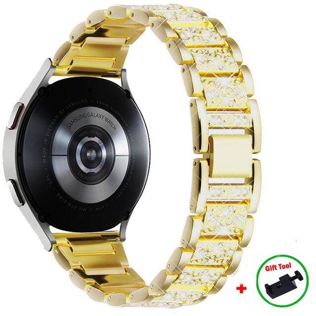 20mm-22mm-สายเพชรสำหรับsamsung-galaxy-watch-6-5-5pro-4-active-2-40mm-44mm-galaxy-watch-6-4-classic-46mm-42mm-43mm-47m-mสร้อยข้อมือโลหะhuawei-gt-2-gt2-3-proสายคล้อง