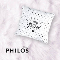 PHILOS หมอนอิงผ้าลินิน สีขาว ลายจุด 50x50 PHILOS, PI037  MISS ETOILE CUSHION “YOU ARE MAGIC”