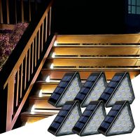 LED Solar Step Lights Outdoor Stair Lights Triangle Solar Deck Lamp Waterproof IP67 Super Bright Decoration Lights Yard Patio