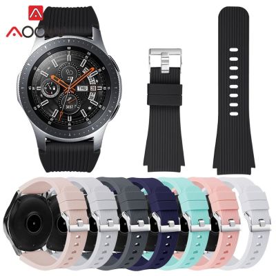 ✸✓﹍ สายนาฬิกาซิลิโคน 22 มม. สำหรับ Samsung Galaxy Watch 46 มม. รุ่น SM-R800 ลายยางเปลี่ยนสร้อยข้อมือสายคล้องคอสีเงิน