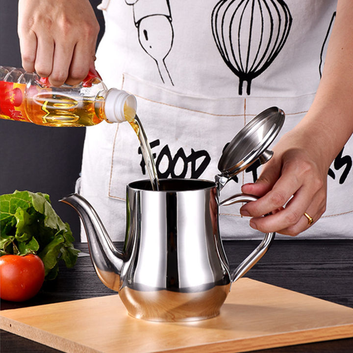 drip-free-oil-dispenser-bottle-multifunction-for-kitchen-bbq-restaurant-ergonomic-handle-grease-strainer-cooking-stainless-steel