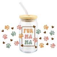 【lz】❀  Uv Dtf Transfer Sticker Fur Mama Diy Waterproof Paw Print For Wraps Glass Cup Adhesive Clear Jar Bottle Stationery Easy To Use