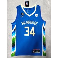 Mens 2023NBA Milwaukee Bucks Giannis Antetokounmpo Blue Basketball Player Jersey